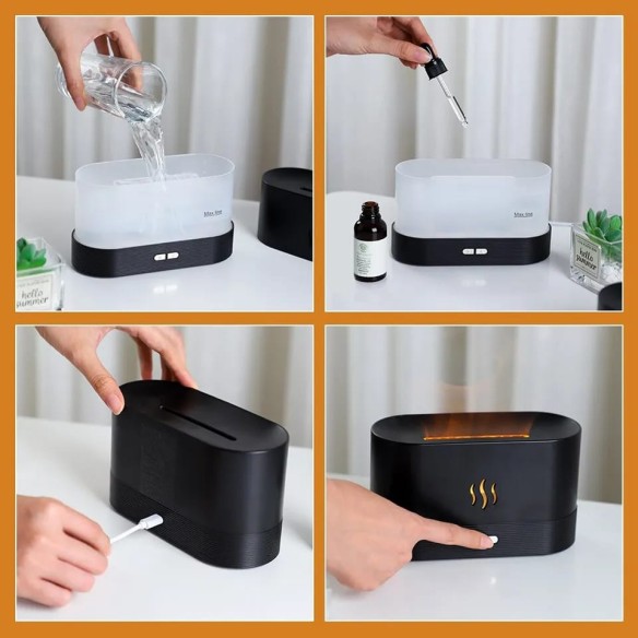 Difusor de aroma com efeito fogo