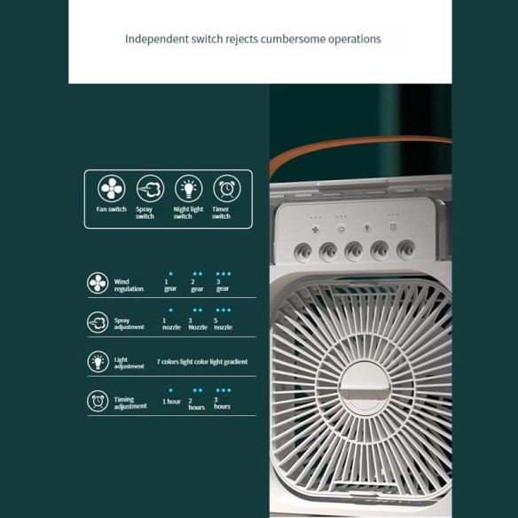 Ventilador al vapor de aire frío y luz RGB 600ml