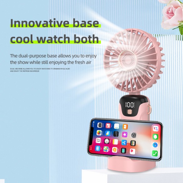 Mini ventilador de mano con pantalla digital