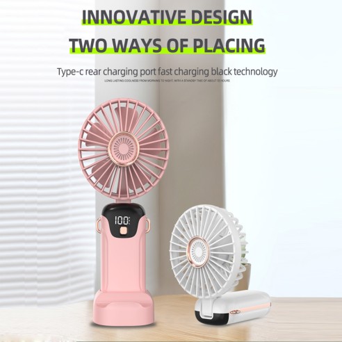Mini ventilador de mano con pantalla...