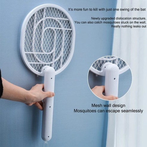 Raquete anti-mosquito com cabo giratório