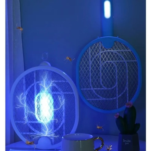 Raquete anti-mosquito com cabo giratório Raquete anti-mosquito com cabo giratório