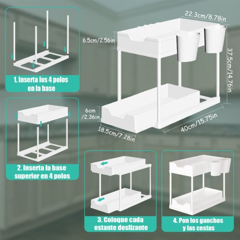 Organizador deslizante para fregadero Organizador deslizante para fregadero