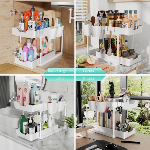 Organizador deslizante sob a pia.