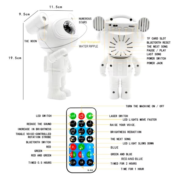 Proyector astronauta con altavoz