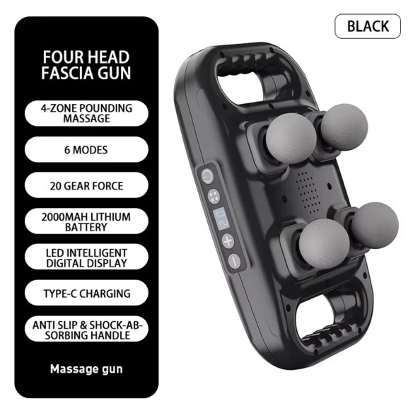 Pistola de massagem de 4 cabeças