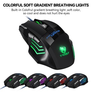 Rato gaming com fio e luz RGB 2