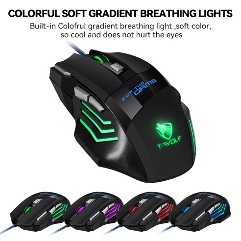 Rato gaming com fio e luz RGB