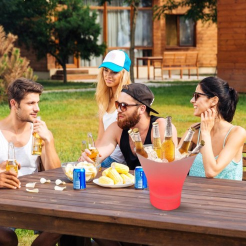 Cubo de hielo LED con altavoz bluetooth