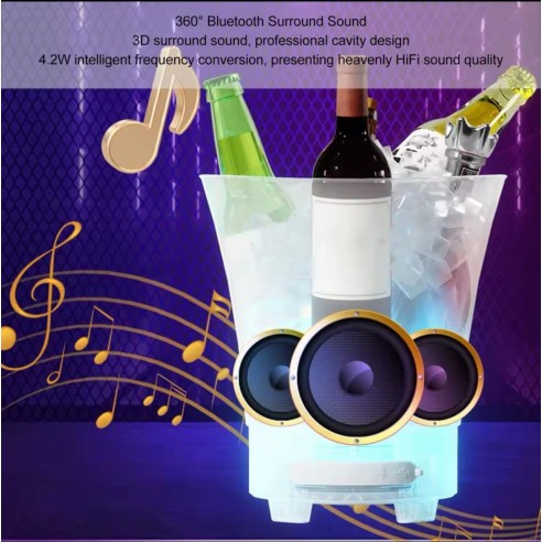 Cubo de hielo LED con altavoz bluetooth