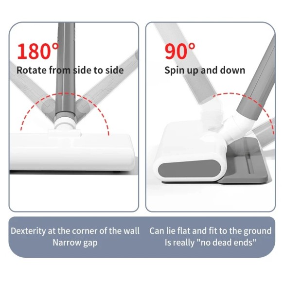 Aspirador de pó sem fio com funções de sucção e limpeza úmida.