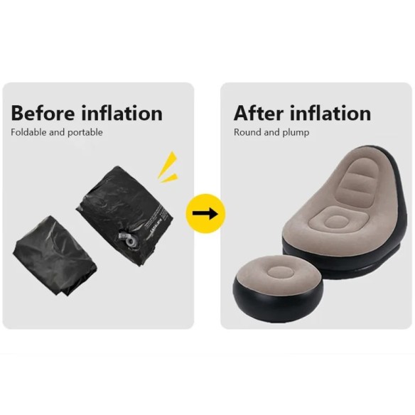 Sillon con reposapiés hinchable