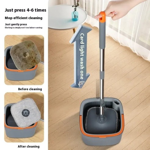 Mopa cuadrada autoescurrible con cubo