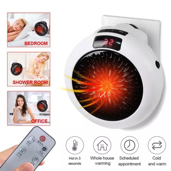 Aquecedor elétrico plug-in com controle remoto