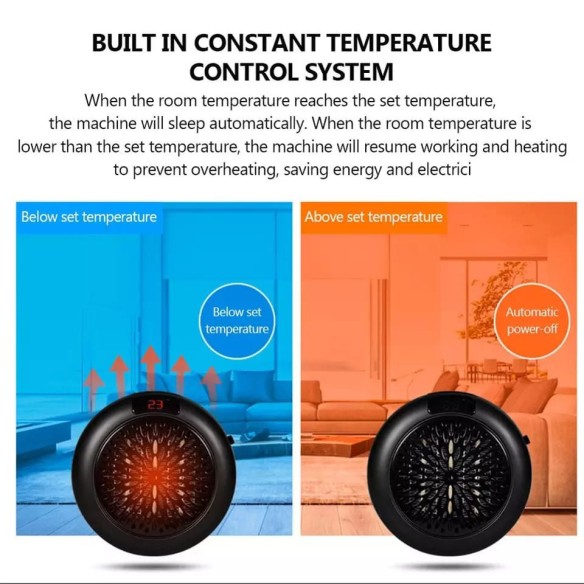 Aquecedor elétrico plug-in com controle remoto