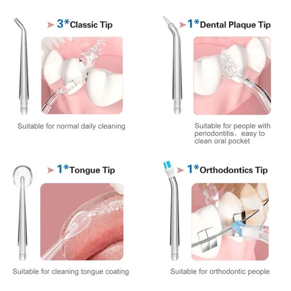 Irrigador dental recargable USB con 4 boquillas