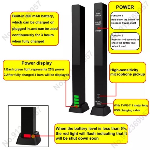 Tira led sem fio com controle de som