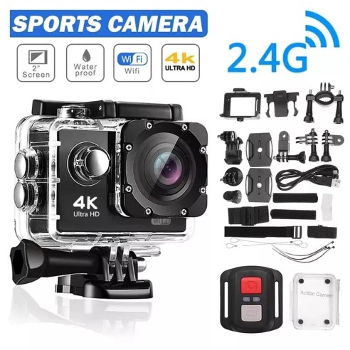 Caméra de sport 4k avec télécommande et accessoires